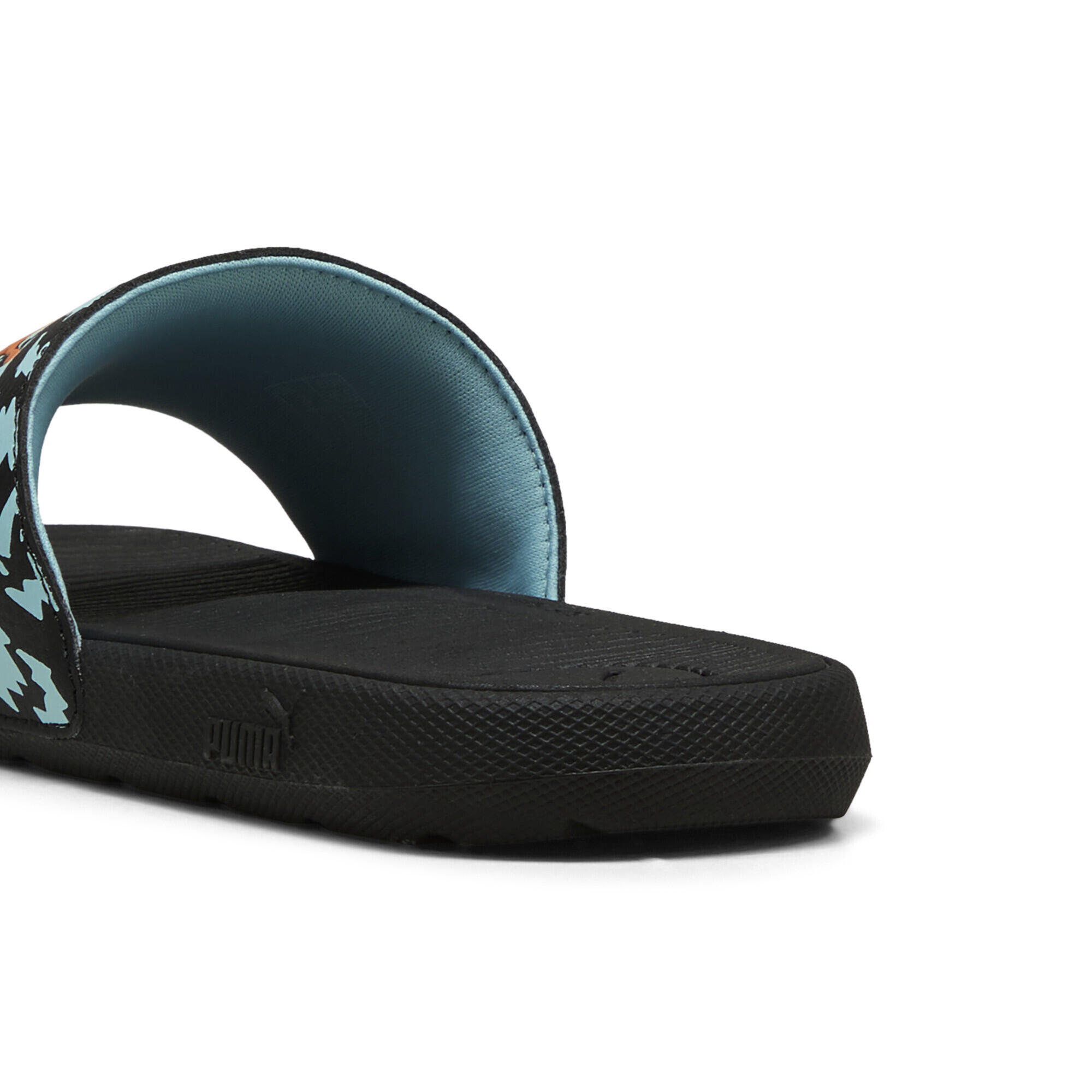 Cool Cat Poised 2 Race Slides Jugendliche PUMA Black Orange Glo Safe Lake Blue 2/7