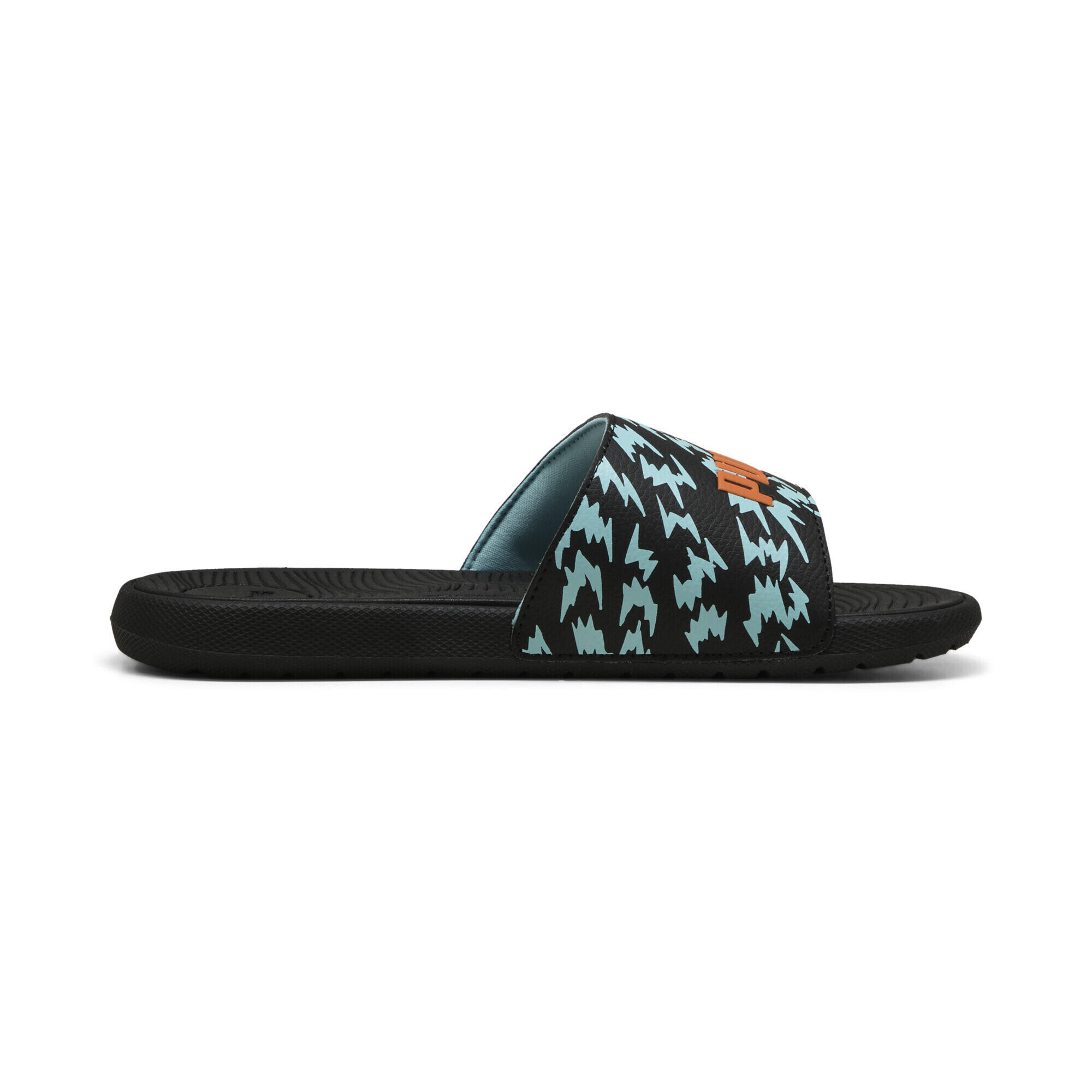 Cool Cat Poised 2 Race Slides Jugendliche PUMA Black Orange Glo Safe Lake Blue 5/7