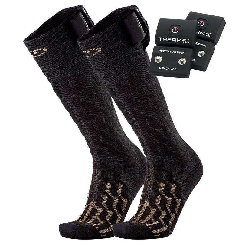 Lot 2 Paires Chaussettes Ski Laine Mérinos – Chaussettes Thermiques Épaisses Homme/Femme Noir