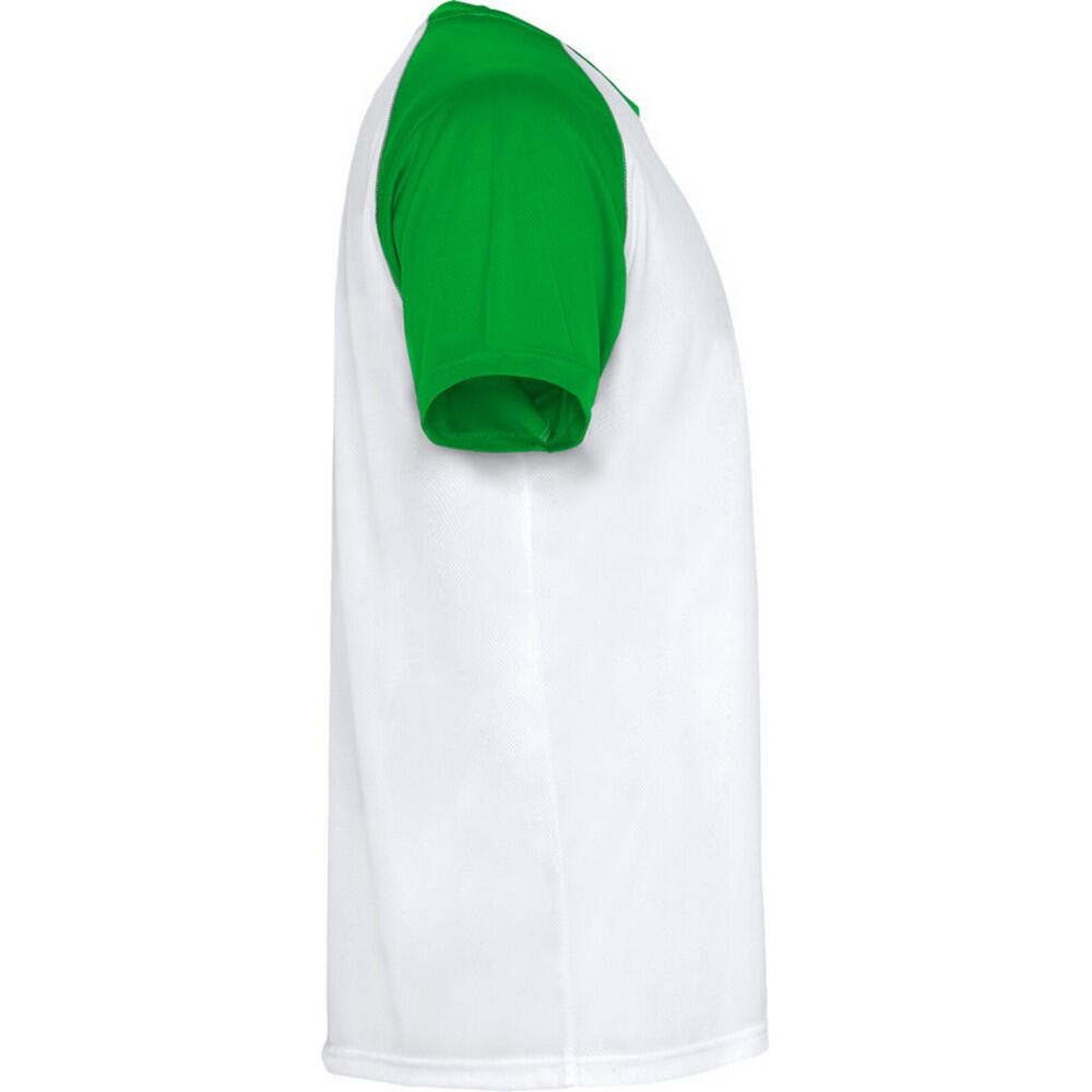 Maglietta Sportiva Maniche Corte Bambini Roly Indianapolis Verde Felce Bianco 3/4