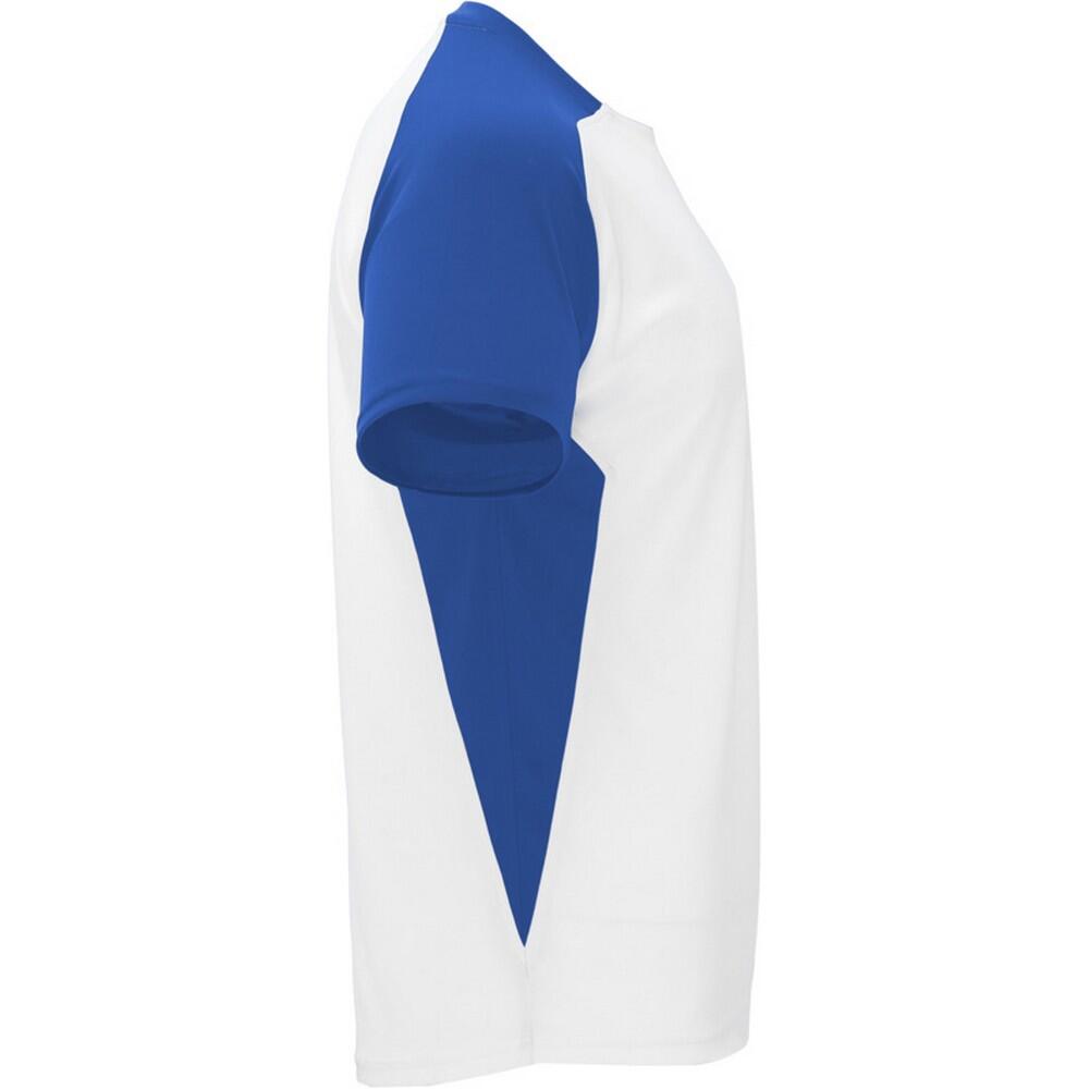 Camiseta Bugatti de Manga Corta Deportivo para Niños/Niñas Blanco, Azul Real 3/4