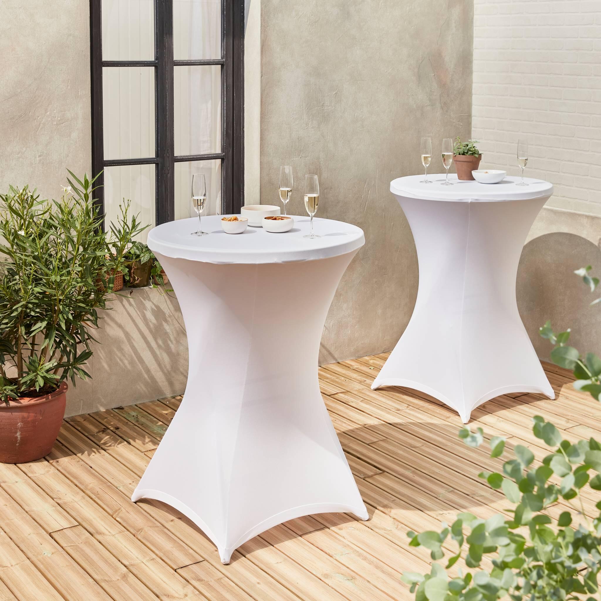 Fundas para mesas de pie, set de 2, Blanco 2/5