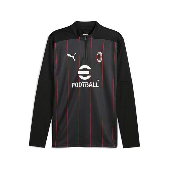 Maglia pre-partita AC Milan con zip corta da uomo PUMA Black For All Time Red