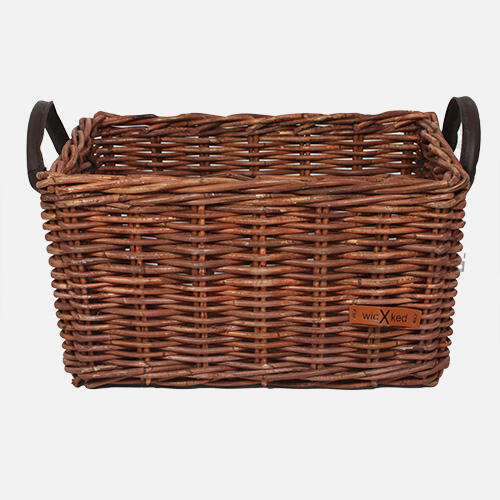 Cesta de Caja Marrón con Asas Grises 2/2
