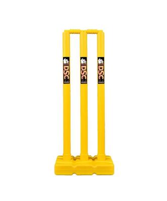 DSC Cricket-Stumpfset aus Kunststoff, Gelb, 3 Stümpfe + 2 Bails