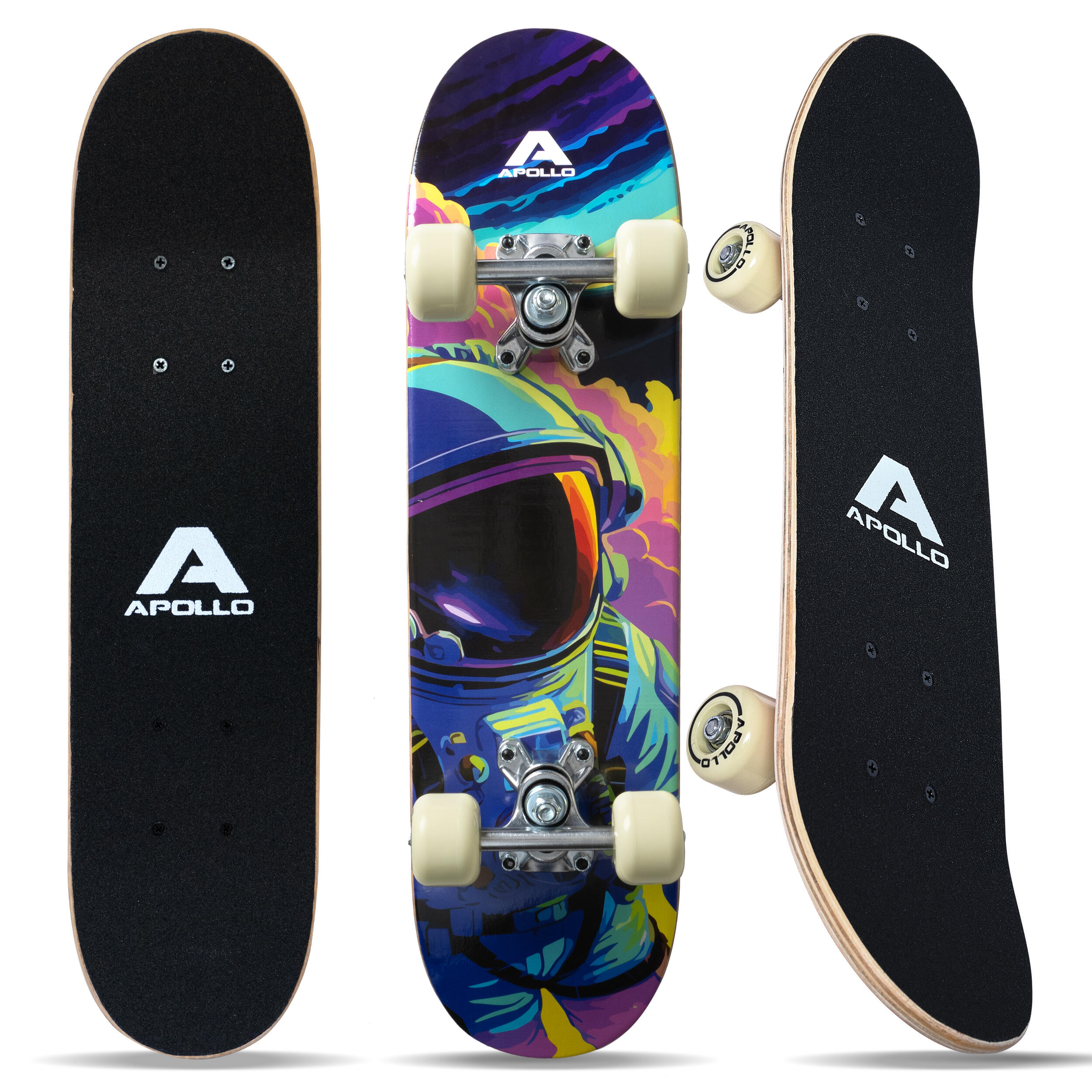 Apollo - Skateboard Pour Enfants 24" Abec 3 - Petits Skates | Astronaut - Skateboard Complet - Bleu|noir|violet - 61 Cm - Decathlon