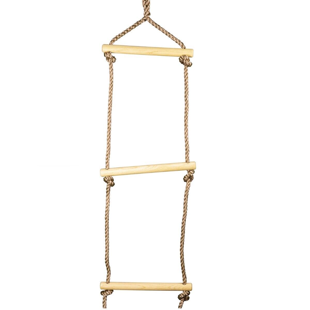Portique bois-métal avec 2 balançoires + 1 échelle de corde + 1 plateforme avec 7/7