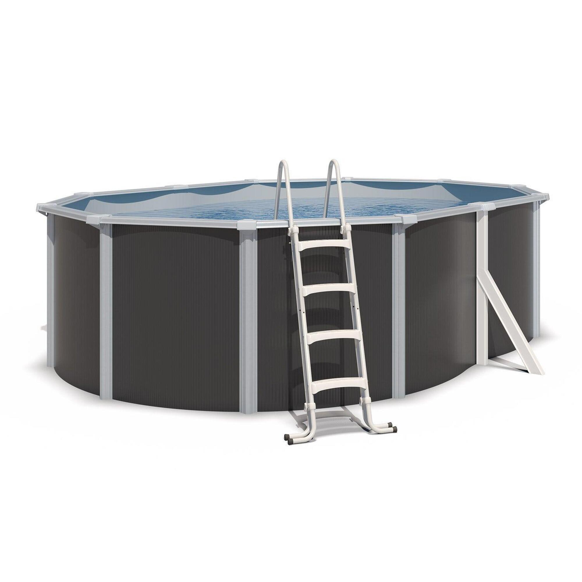 Trigano - Piscine Hors Sol Acier Ovale 4,90 X 3,65 X 1,32 M Anthracite Varuna - Piscine - Gris - Taille Unique - Decathlon