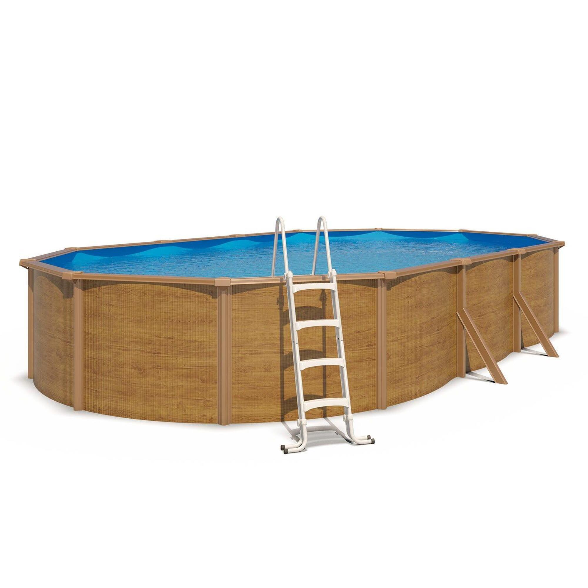 Trigano - Piscine Hors Sol Acier Ovale 7,60 X 4,55 X 1,20 M Aspect Bois Canyon - Piscine - Marron - Taille Unique - Decathlon