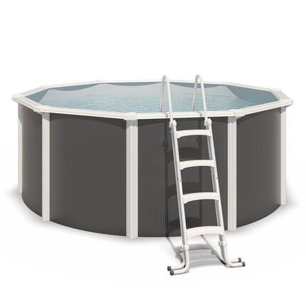 Piscine hors sol acier ronde Ø 3,65 x 1,32 m anthracite VARUNA