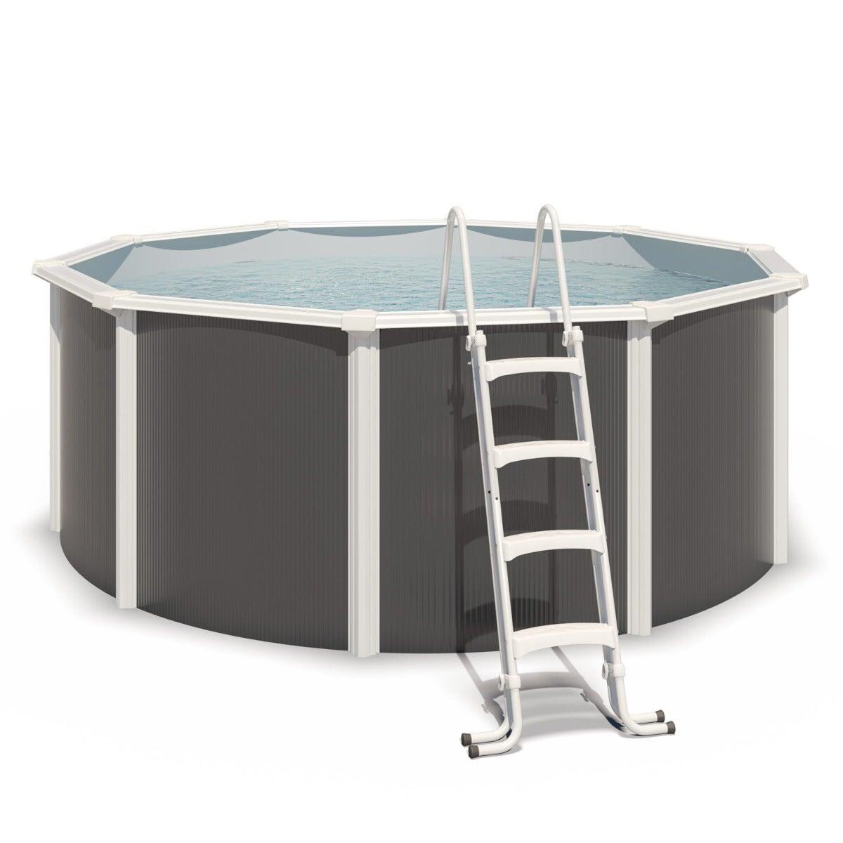 Trigano - Piscine Hors Sol Acier Ronde Ø 3,65 X 1,32 M Anthracite Varuna - Piscine - Gris - Taille Unique - Decathlon