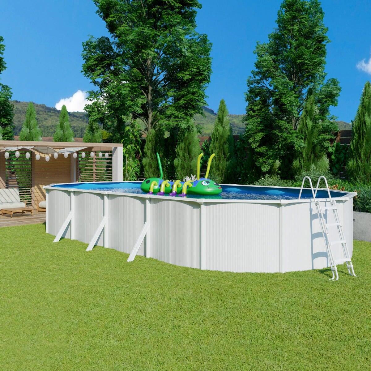 Piscine hors sol acier ovale 9,15 x 4,55 x 1,32 m blanche SAPHIR 2/7