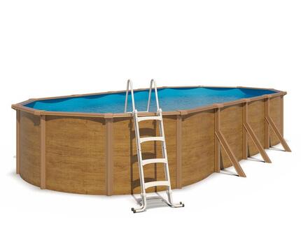 Piscine hors sol acier ovale 7,30 x 3,65 x 1,20 m aspect bois CANYON