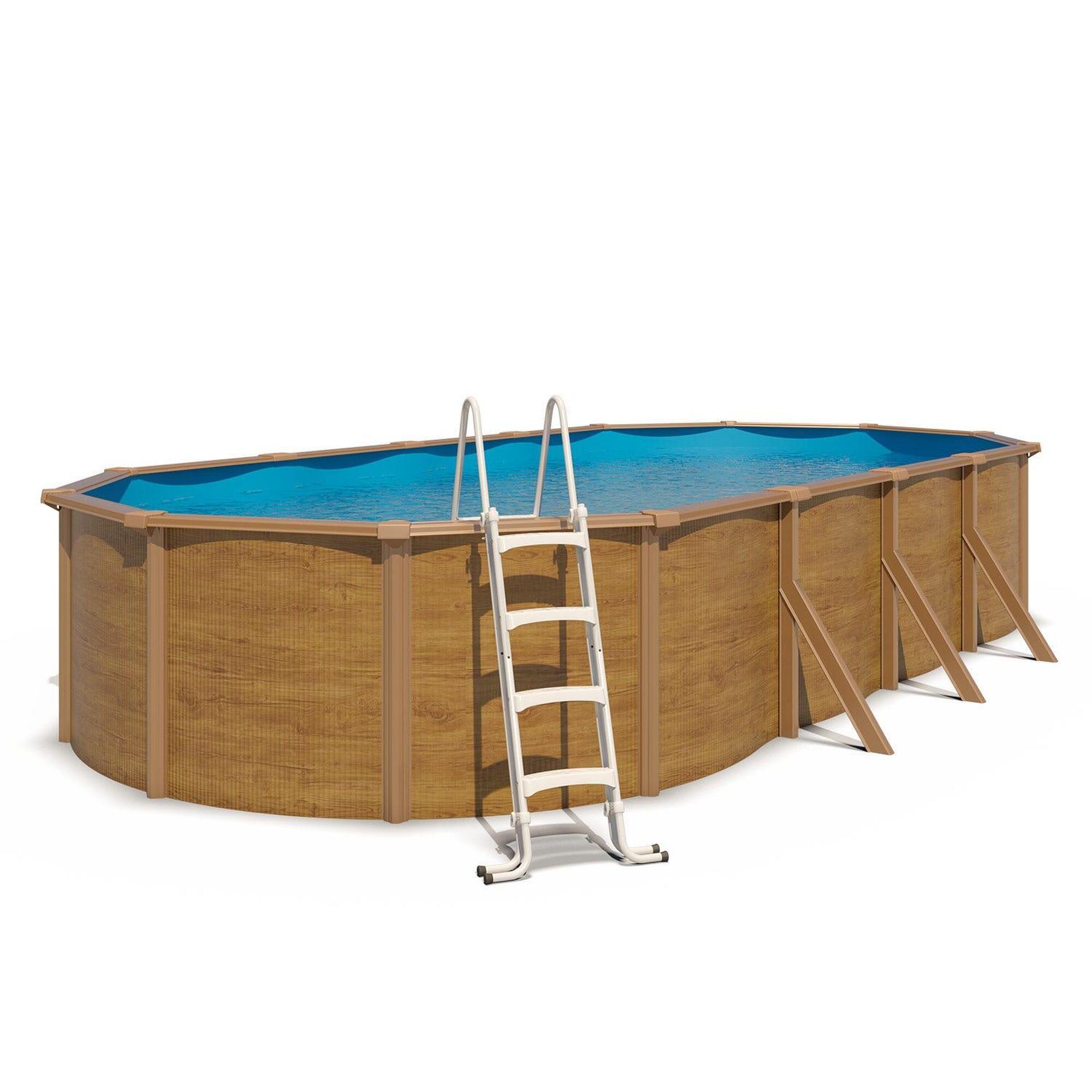 Trigano - Piscine Hors Sol Acier Ovale 7,30 X 3,65 X 1,20 M Aspect Bois Canyon - Piscine - Marron - Taille Unique - Decathlon