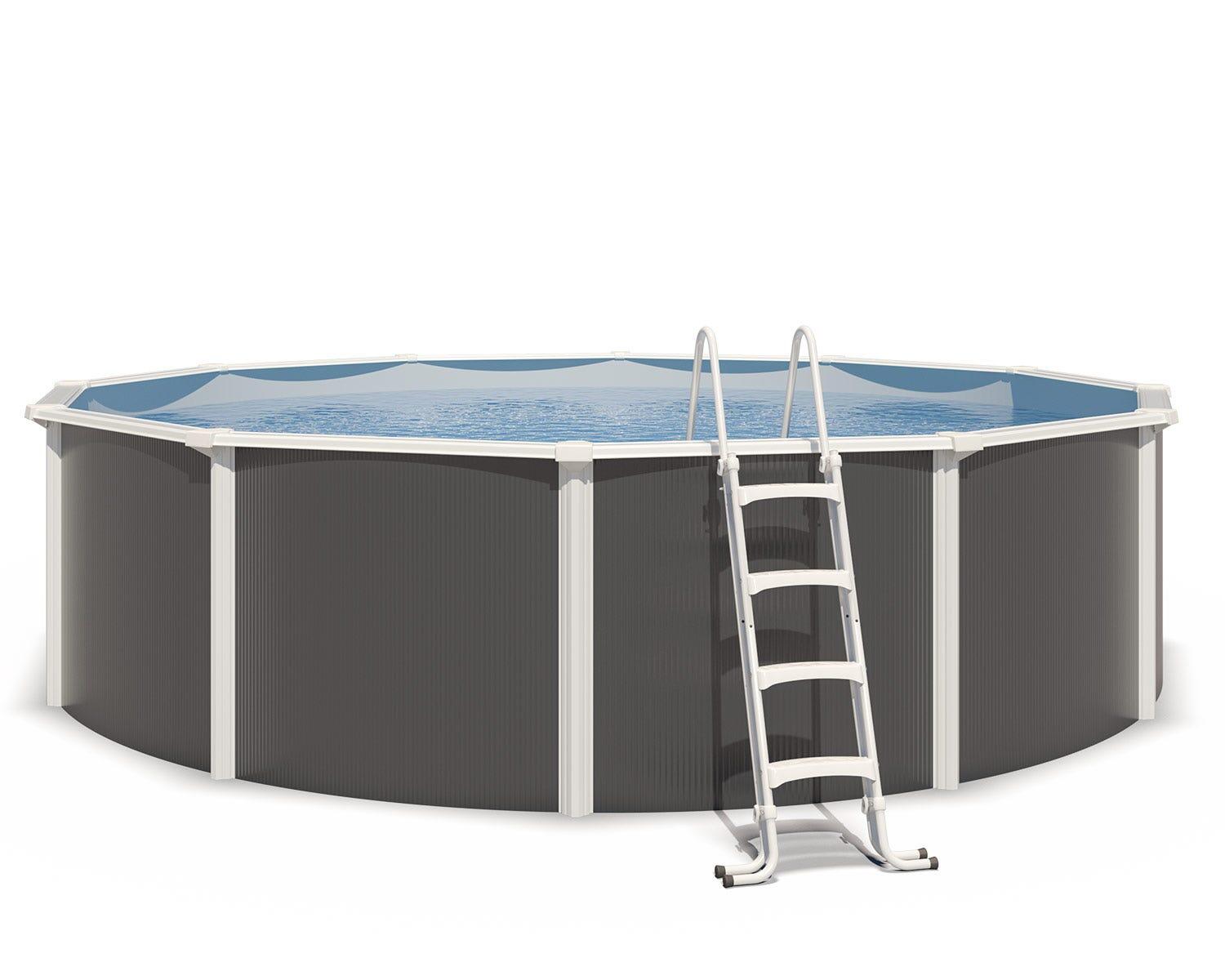 Piscine hors sol acier ronde Ø 5,50 x 1,32 m anthracite VARUNA 1/7