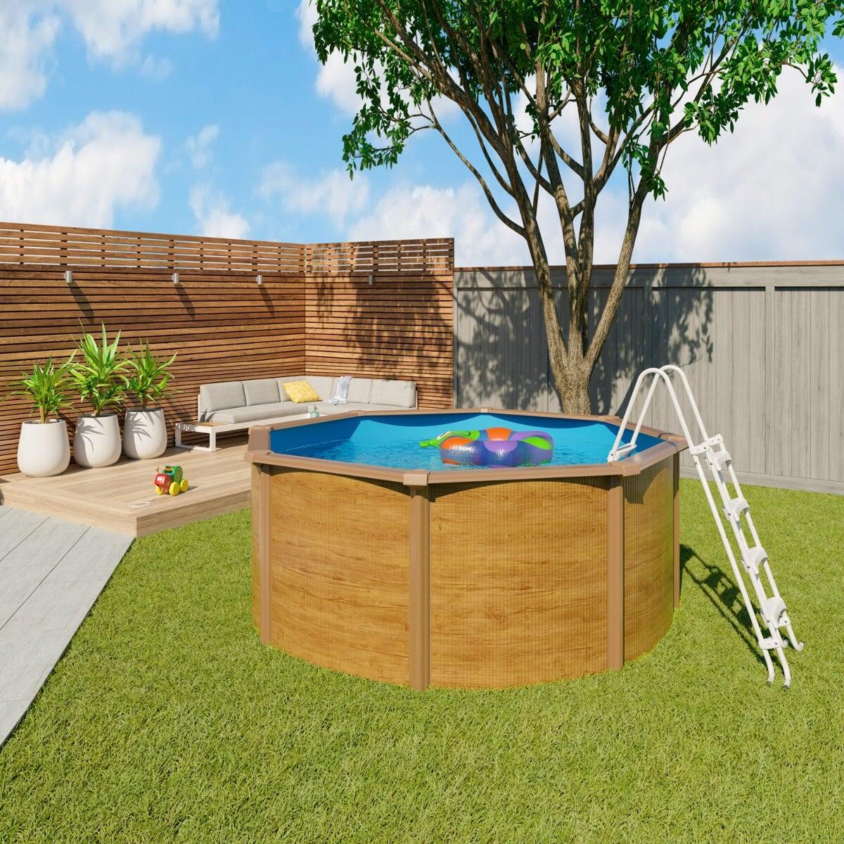 Piscine hors sol acier ronde Ø 3,05 x 1,20 m aspect bois CANYON 2/6