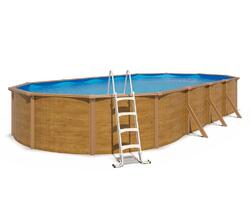Piscine hors sol acier ovale 9,15 x 4,55 x 1,20 m aspect bois CANYON