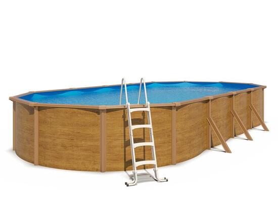 Piscine hors sol acier ovale 9,15 x 4,55 x 1,20 m aspect bois CANYON