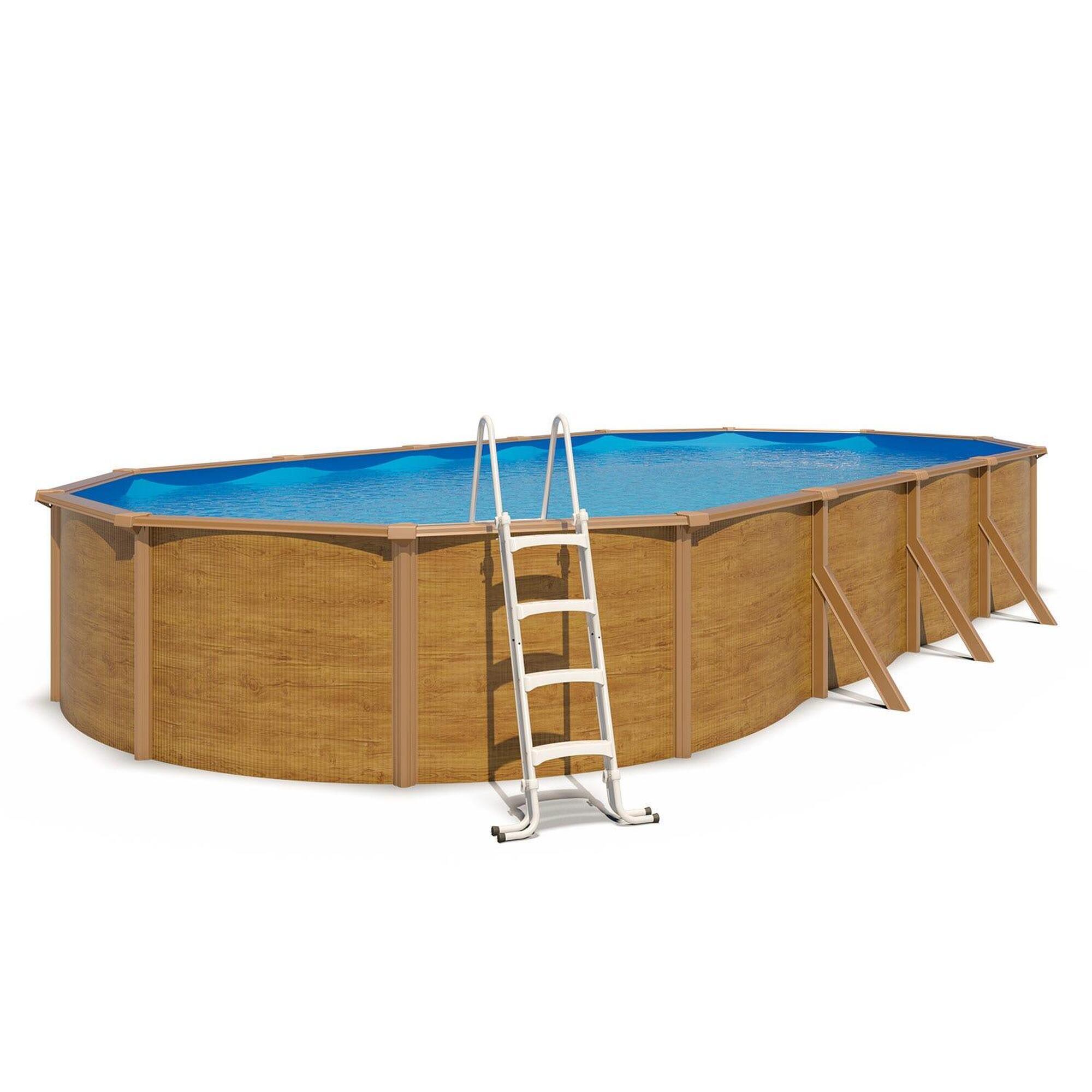 Trigano - Piscine Hors Sol Acier Ovale 9,15 X 4,55 X 1,20 M Aspect Bois Canyon - Piscine - Marron - Taille Unique - Decathlon