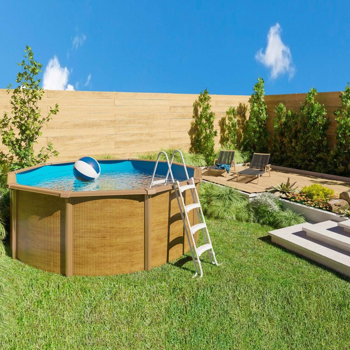 Piscine hors sol acier ronde Ø 3,65 x 1,20 m aspect bois CANYON 2/7