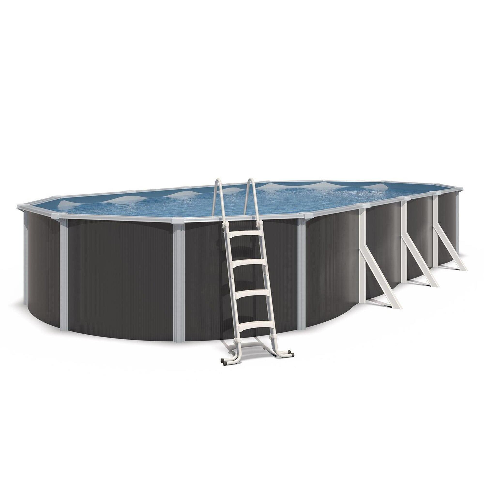 Trigano - Piscine Hors Sol Acier Ovale 9,15 X 4,55 X 1,32 M Anthracite Varuna - Piscine - Gris - Taille Unique - Decathlon