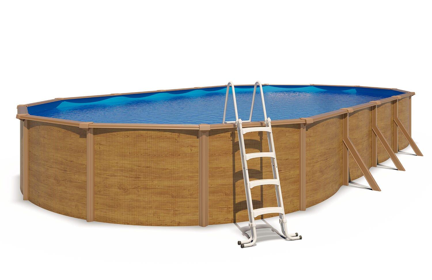 Piscine hors sol acier ovale 10,05 x 5,50 x 1,20 m aspect bois CANYON 1/7