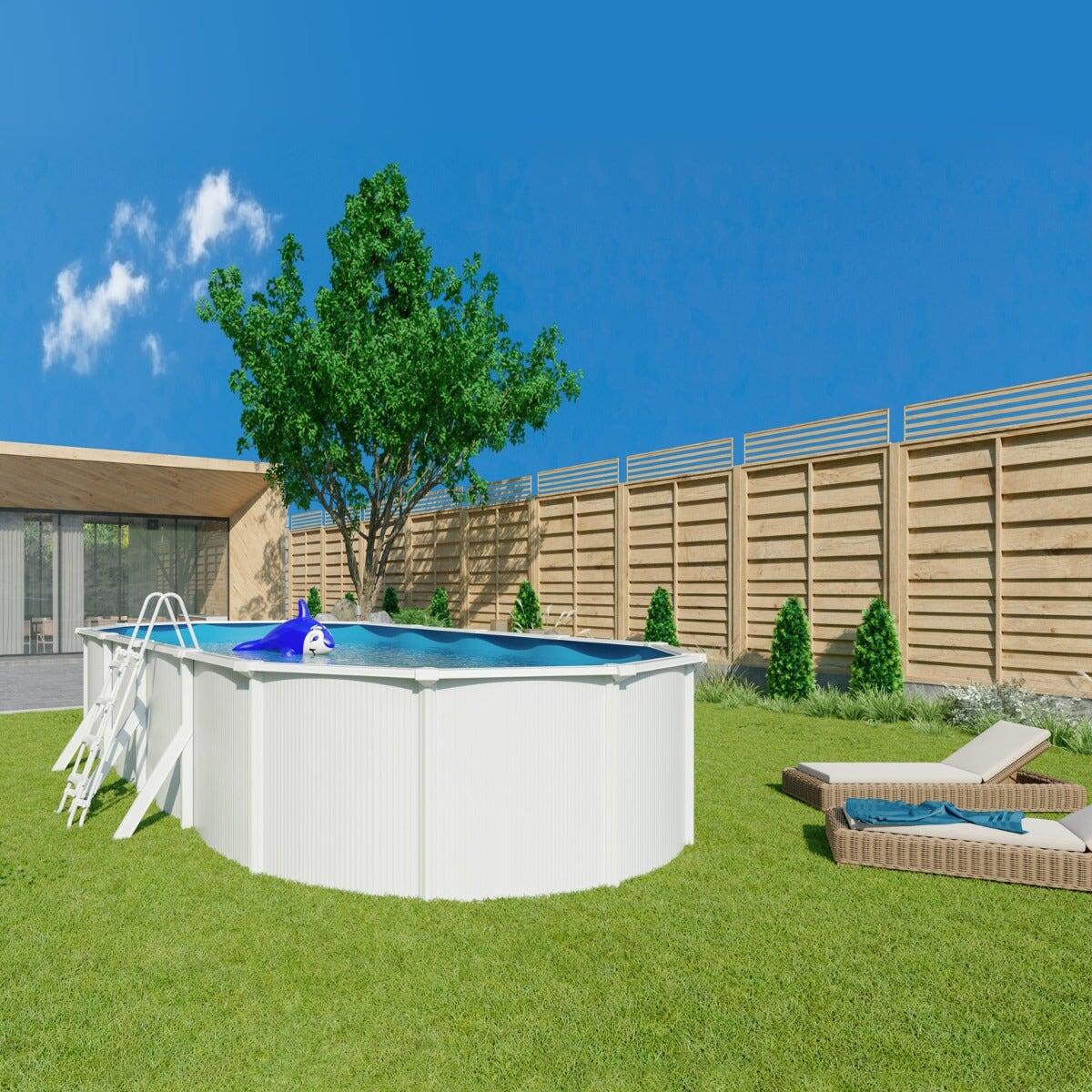 Piscine hors sol acier ovale 7,30 x 3,65 x 1,32 m blanche SAPHIR 2/7