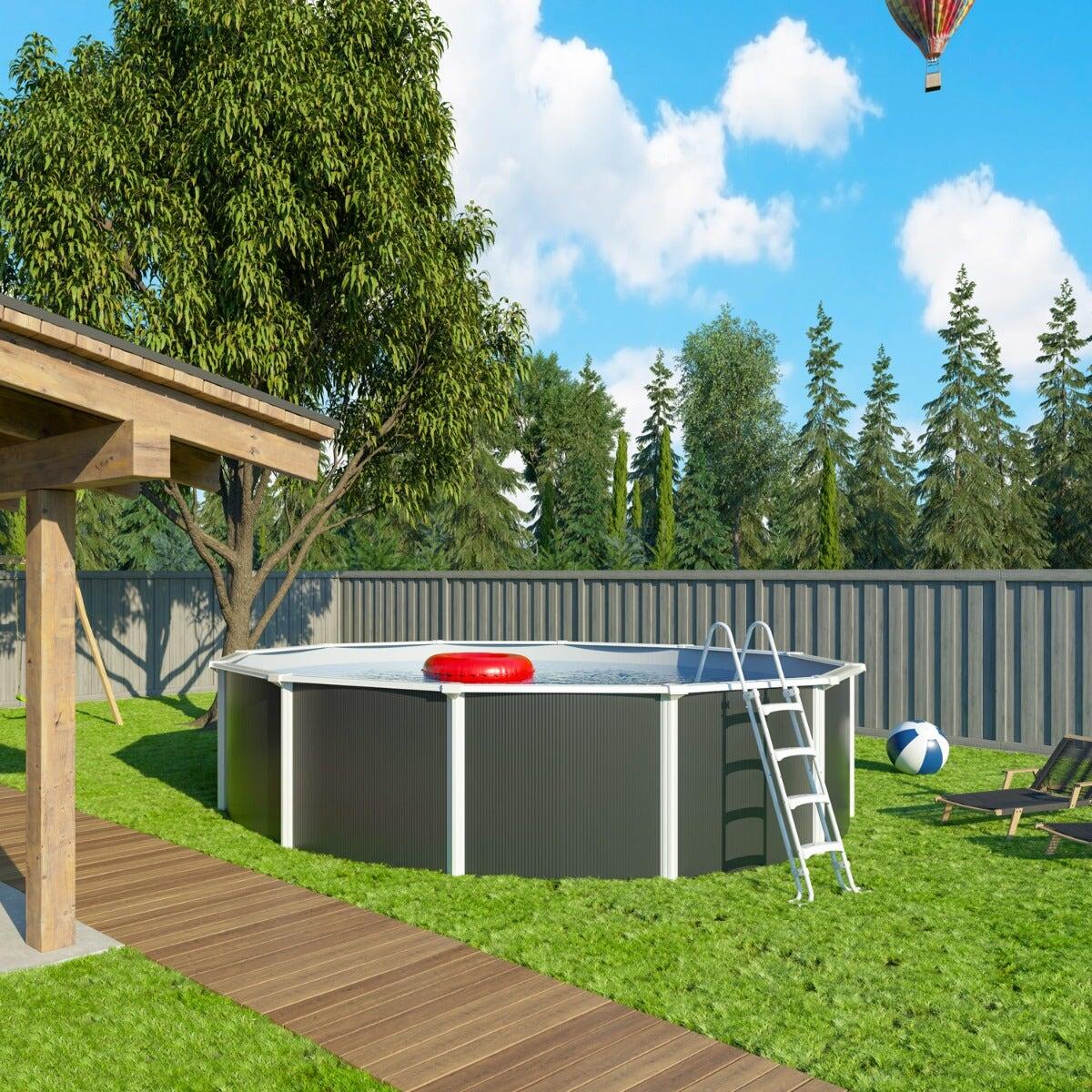 Piscine hors sol acier ronde Ø 5,50 x 1,32 m anthracite VARUNA 2/7