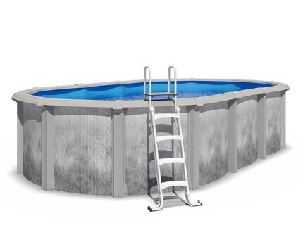 Piscine hors sol acier et résine ovale 6,10 x 3,65 x 1,32 m gris dégradé LIBERTY
