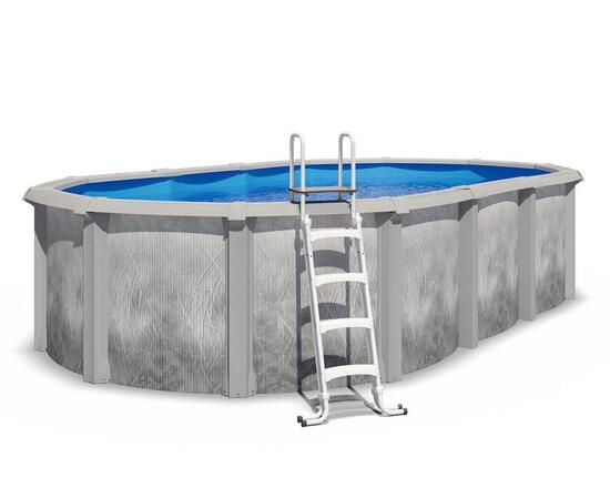 Piscine hors sol acier et résine ovale 6,10 x 3,65 x 1,32 m gris dégradé LIBERTY