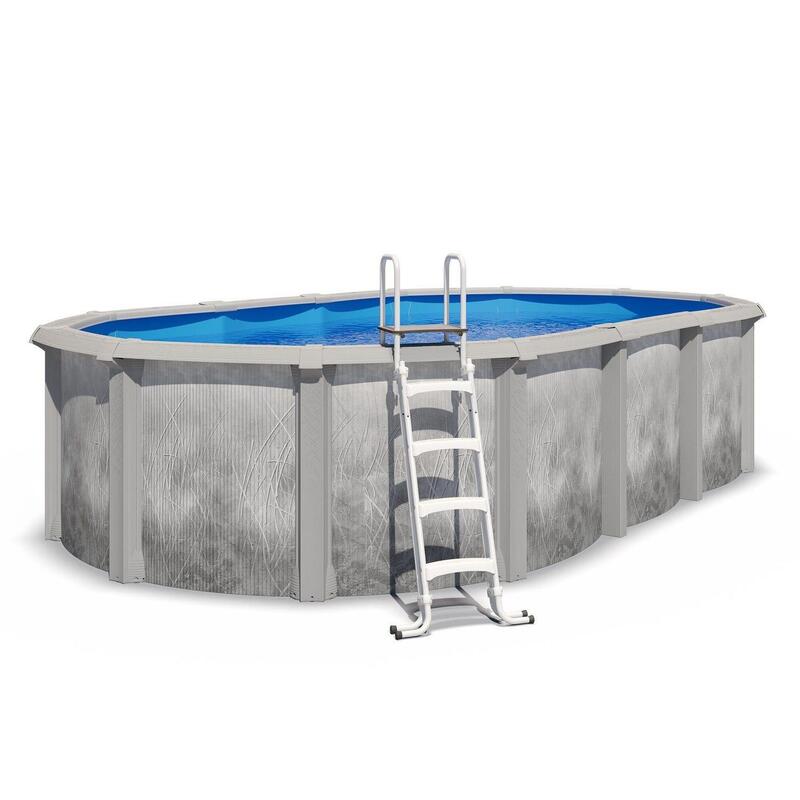 Piscine hors sol acier et résine ovale 6,10 x 3,65 x 1,32 m gris — free download