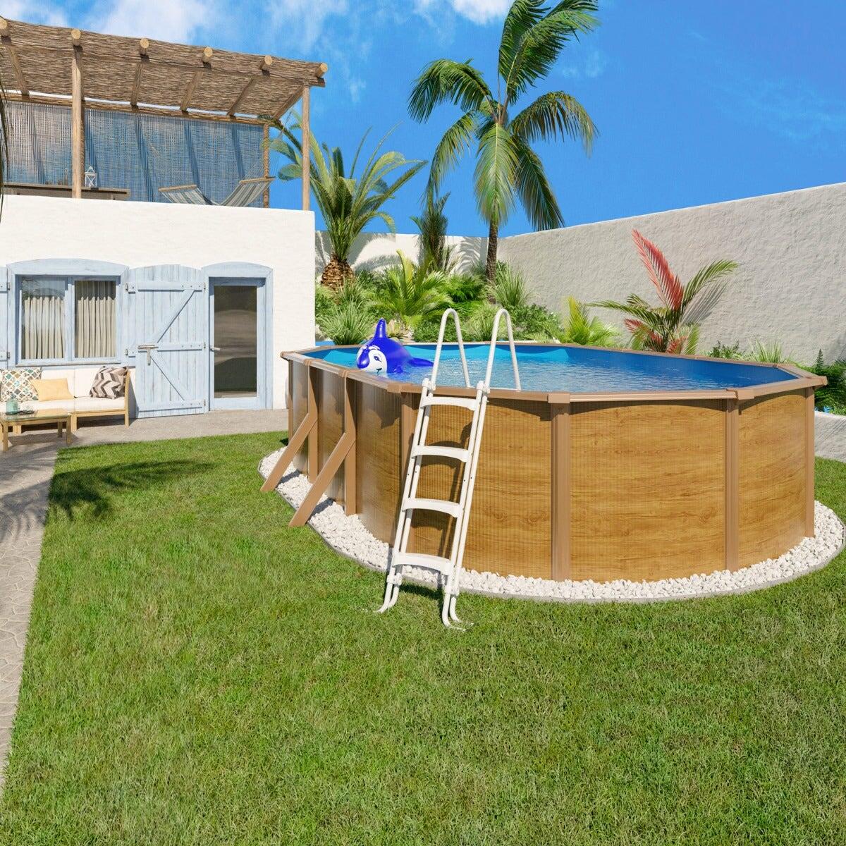 Piscine hors sol acier ovale 6,10 x 3,65 x 1,20 m aspect bois CANYON 2/7