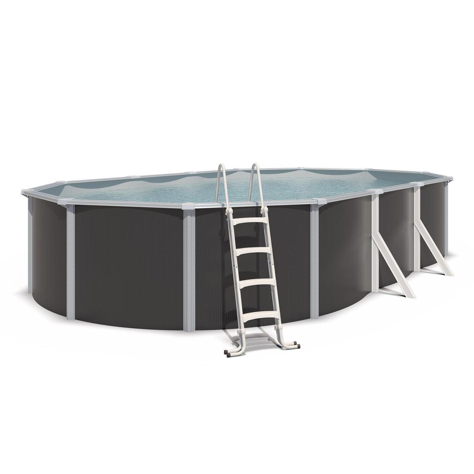 Trigano - Piscine Hors Sol Acier Ovale 7,60 X 4,55 X 1,32 M Anthracite Varuna - Piscine - Gris - Taille Unique - Decathlon