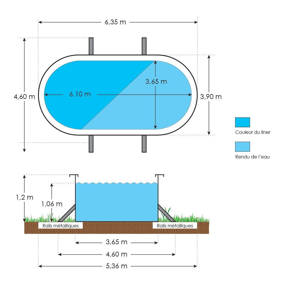 Piscine hors sol acier ovale 6,10 x 3,65 x 1,20 m aspect bois CANYON 3/7