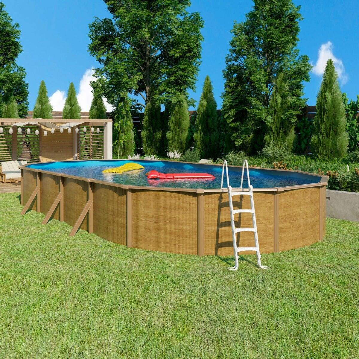 Piscine hors sol acier ovale 10,05 x 5,50 x 1,20 m aspect bois CANYON 2/7