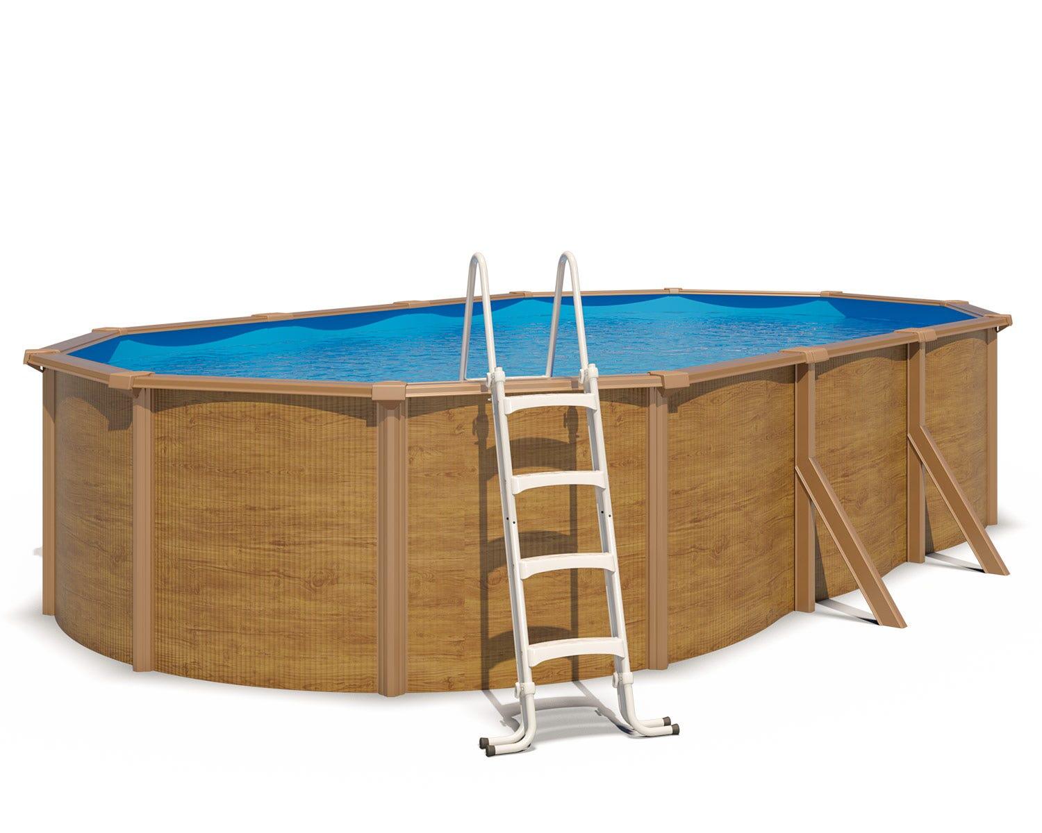 Piscine hors sol acier ovale 6,10 x 3,65 x 1,20 m aspect bois CANYON 1/7