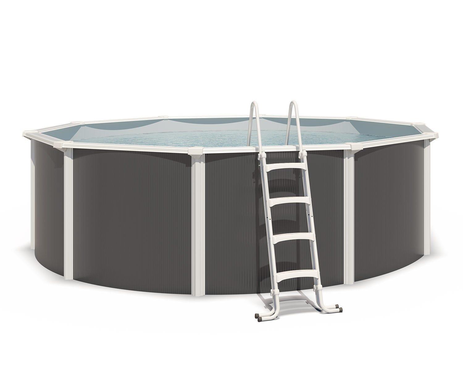Piscine hors sol acier ronde Diamètre 4,55 x 1,32 m anthracite VARUNA 1/7