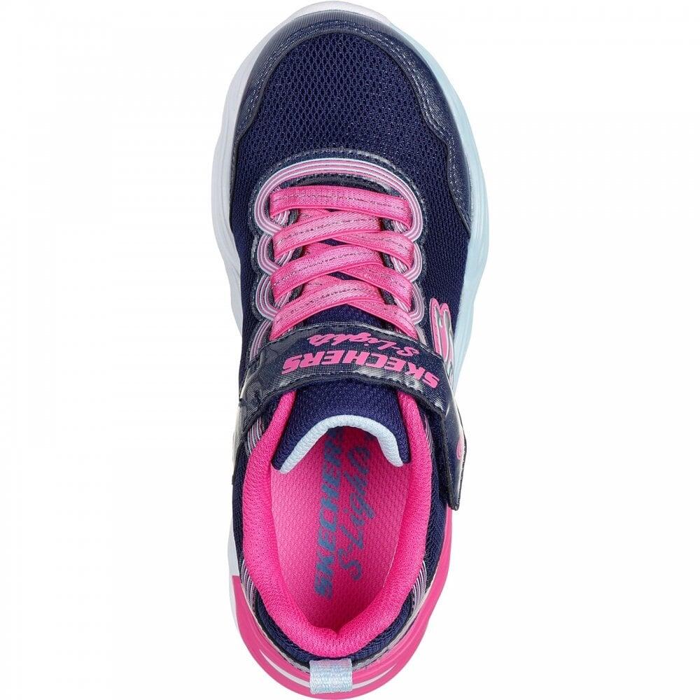 Skechers S-Lights: Twisty Glow | Navy/Multi | Girls Light-up Fashion T 5/7
