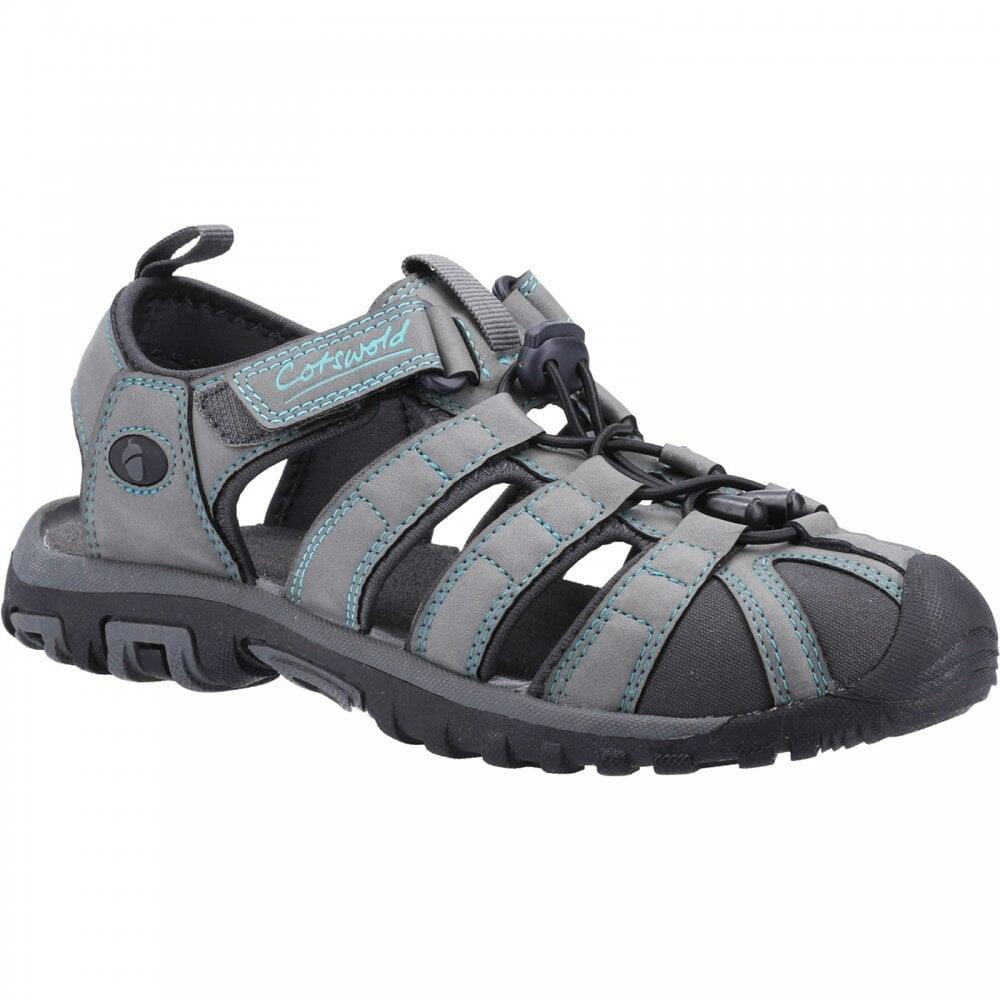 Cotswold Colesbourne | Grey/Turquoise | Womens Fisherman Style Sandals 3/7