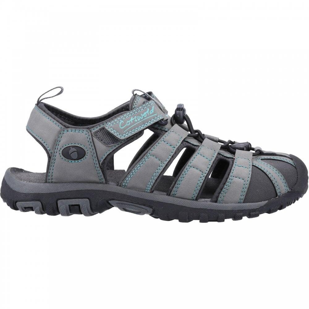 Cotswold Colesbourne | Grey/Turquoise | Womens Fisherman Style Sandals 2/7