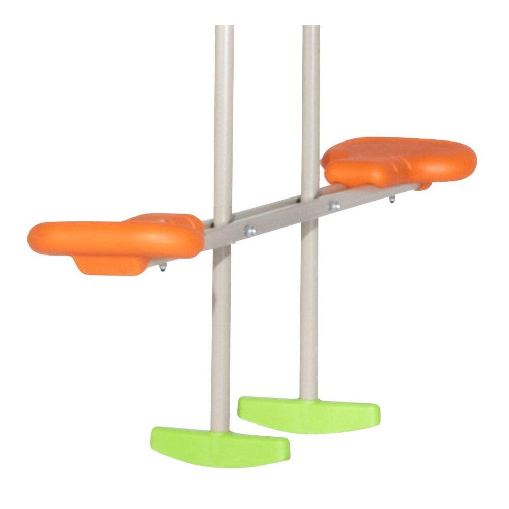 Portique bois avec 2 balançoires + 1 plateforme avec toboggan + 1 siège face à 4/7