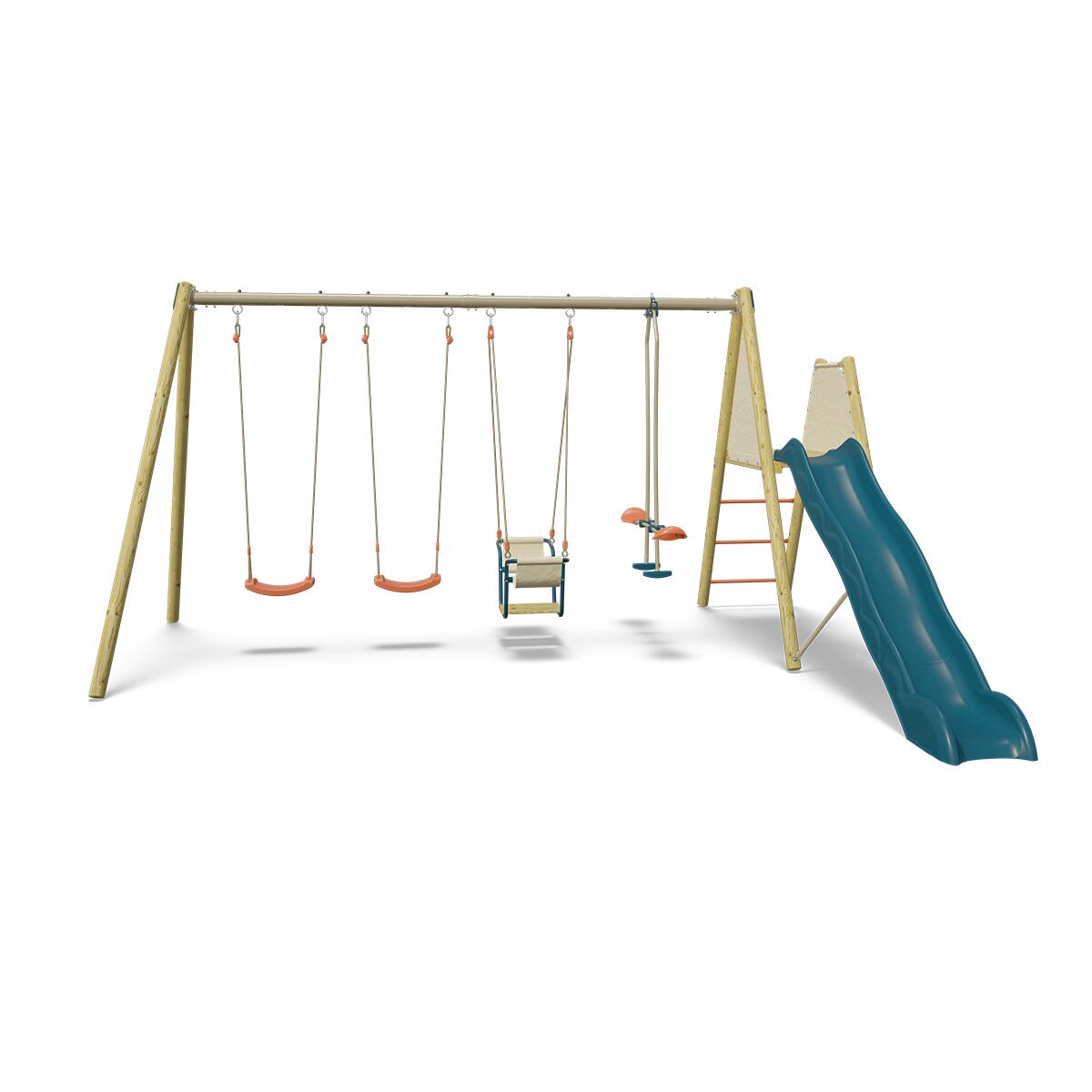 Balançoire toboggan, face à face et nacelle - Techwood MARCY - Trigano 1/7