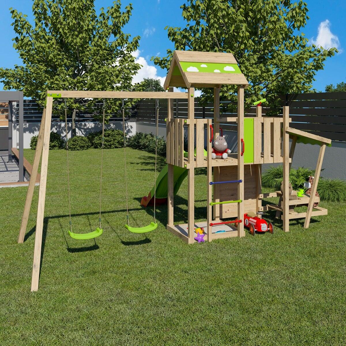 Aire de jeux bois 2,20 m ZESTY XPRESSION - 12 enfants 4/7