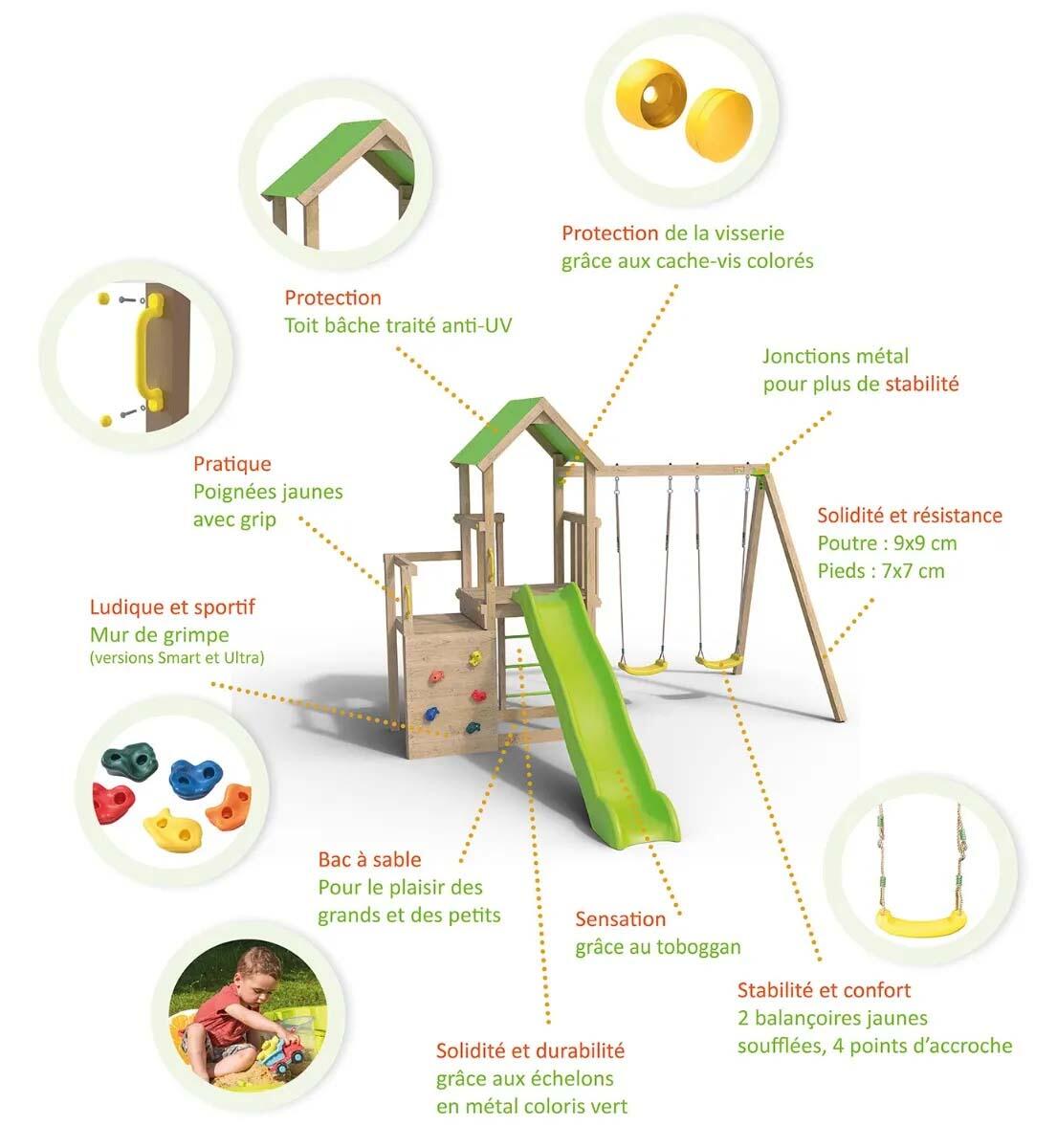 Aire de jeux en bois ULTRA XPERIENCE TRIGANO - 8 enfants 5/7