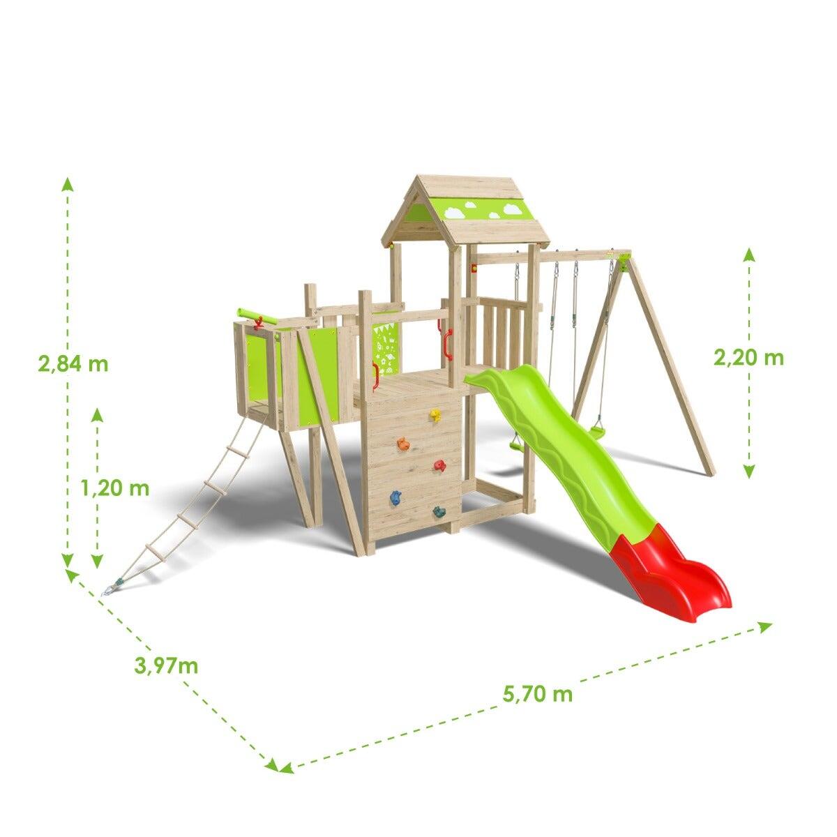 Aire de jeux bois 2,20 m STARRY XPRESSION - 10 enfants 6/7