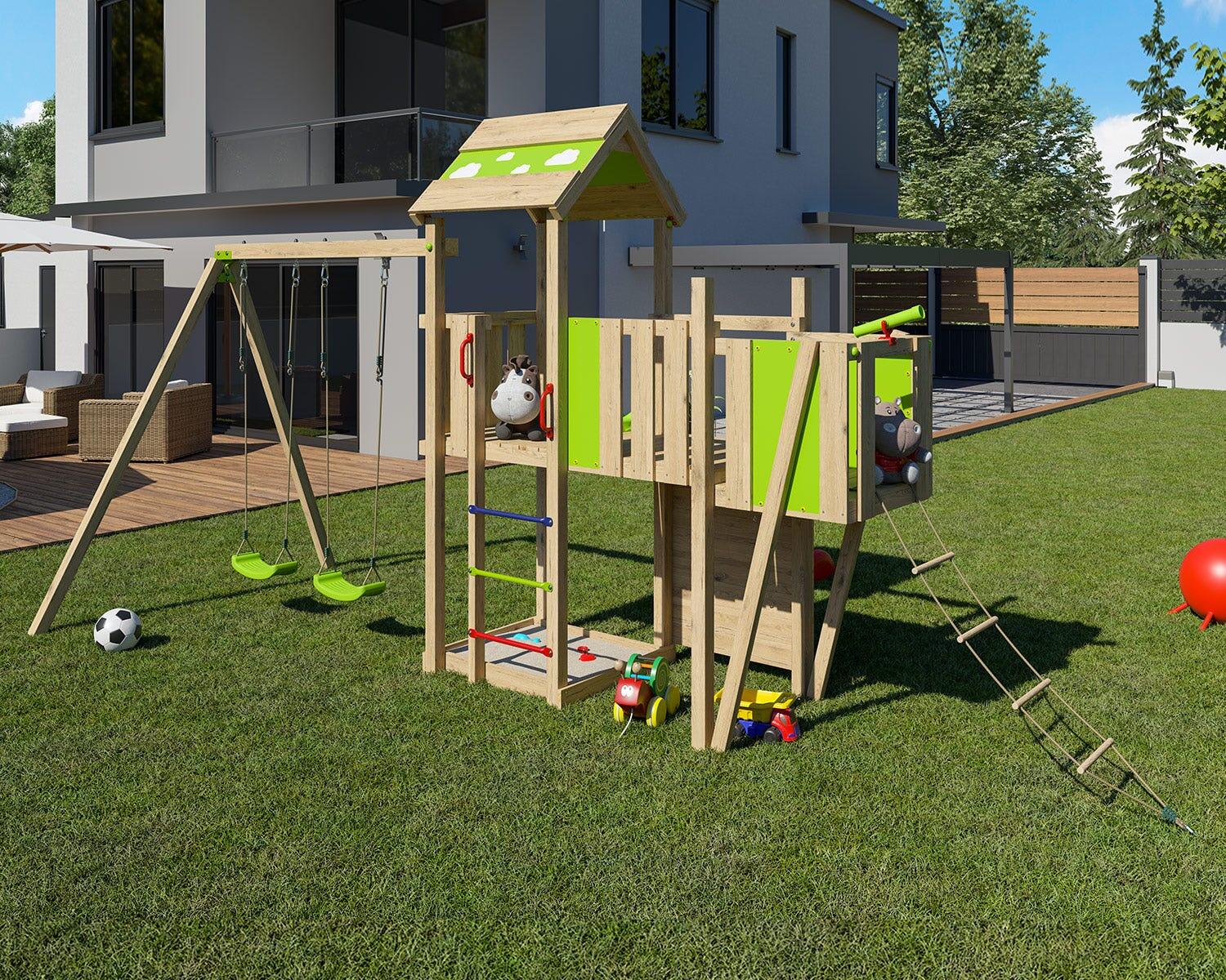 Aire de jeux bois 2,20 m STARRY XPRESSION - 10 enfants 4/7