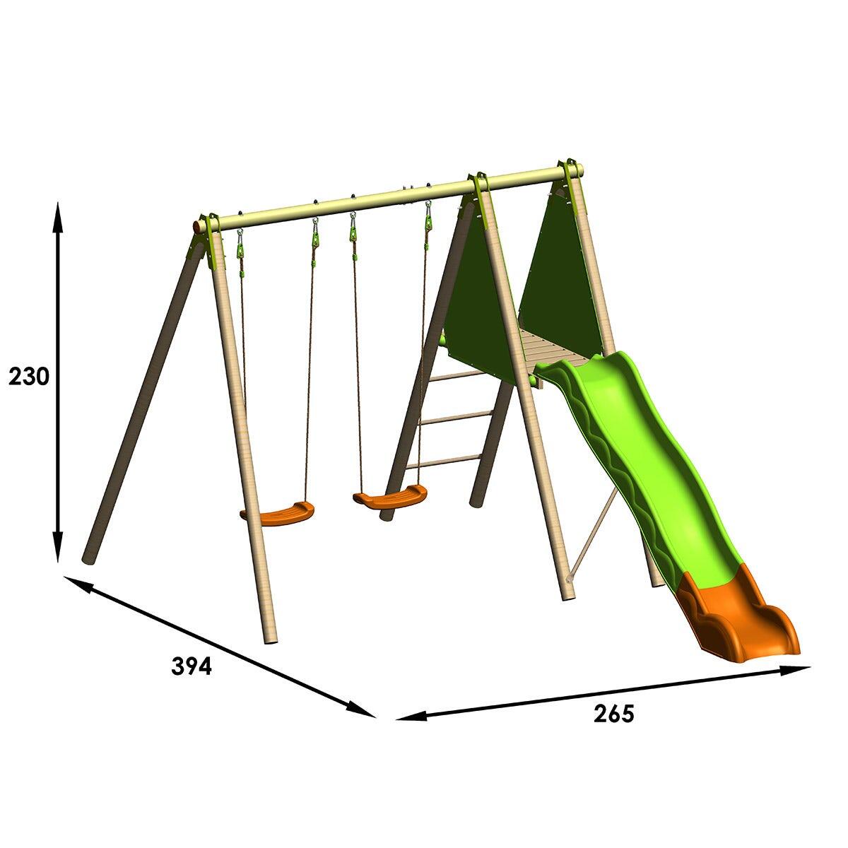 Station de jeux bois poutre métal 2,30 m Techwood ARROBA - 4 enfants 3/7