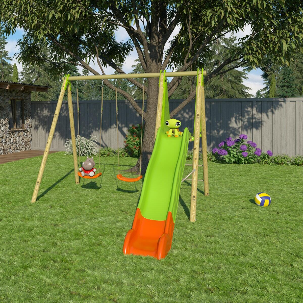 Station de jeux bois poutre métal 2,30 m Techwood ARROBA - 4 enfants 9/9