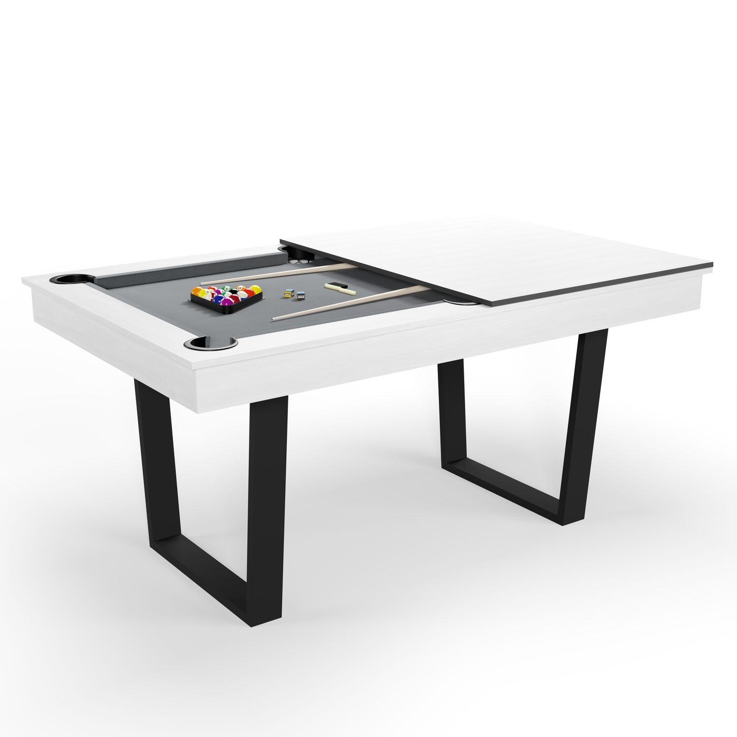 Sokker - Billard Américain Convertible En Table À Manger 4/6 Personnes 185 X 104 X 82 Cm - Billard - Blanc - Taille Unique - Decathlon