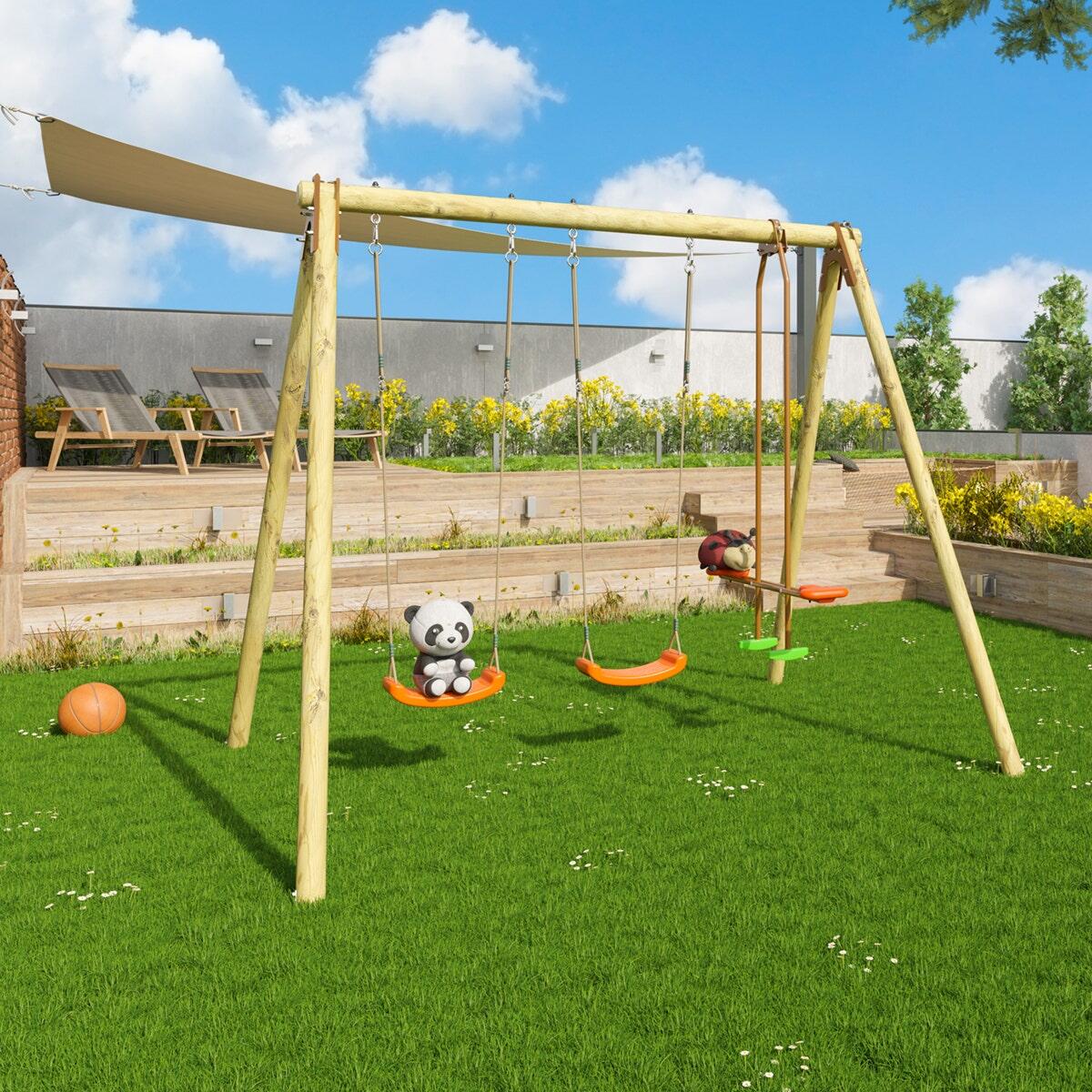 Portique bois Artix Darifou 2,30 m 4 enfants 7/9